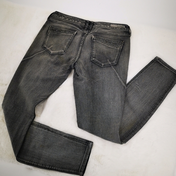 Express Jeans Women's 8 Zelda Jean Legging Slim Fit Low Rise Black Embellished - Picture 3 of 16